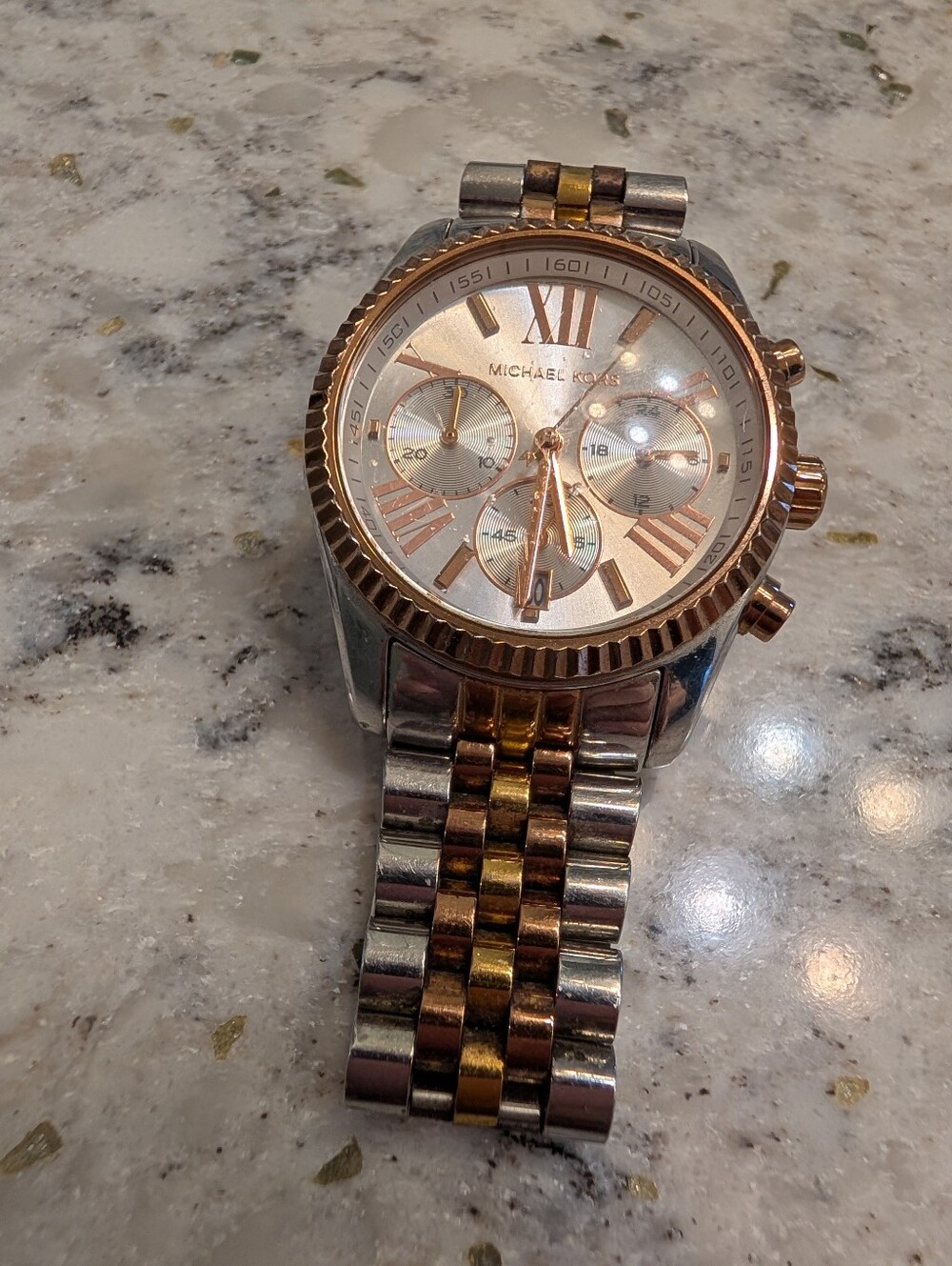 Michael Kors Two-Tone Rose Gold and Silver Women's Bracelet Watch Lexington